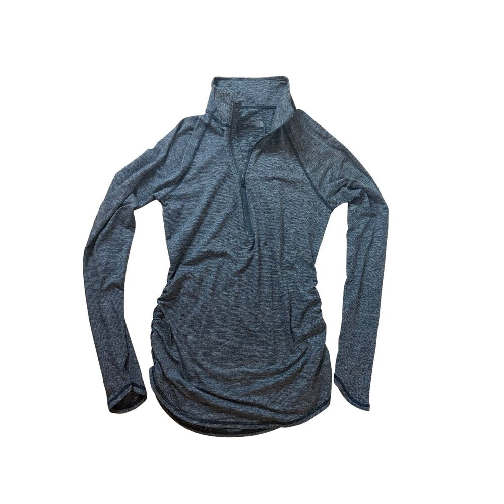 The North Face FlashDry 1/4 Zip Pullover Womens S Black Grey Striped Thumbholes